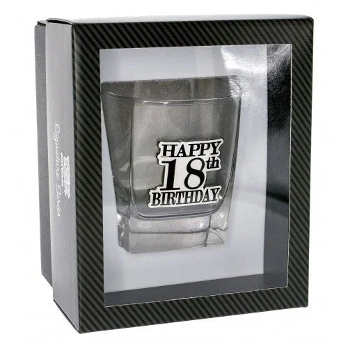 18th Birthday Badge Premium Scotch Glass