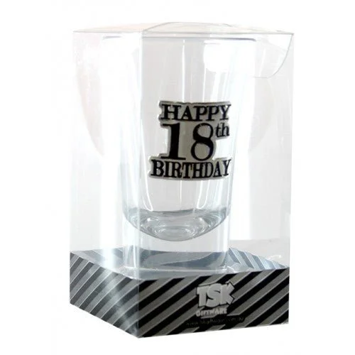 18th Birthday Black Badge Shot Glass