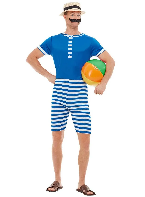 1920s Blue Bathing Suit Mens Fancy Dress Costume