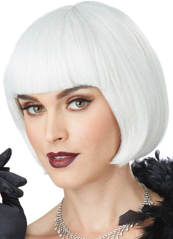 1920s Flapper Womens Silver White Bob Costume Wig