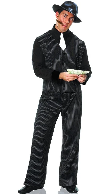 1920s Pinstripe Gangster Mens Fancy Dress Costume