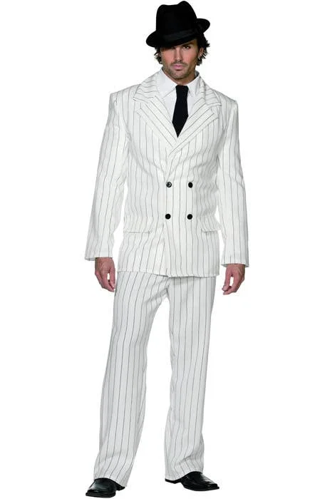 1920s White Pinstripe Gangster Suit Mens Costume