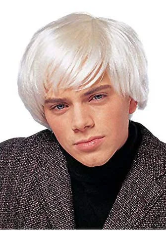 1960s Pop Star Mens Short Platinum Blonde Costume Wig