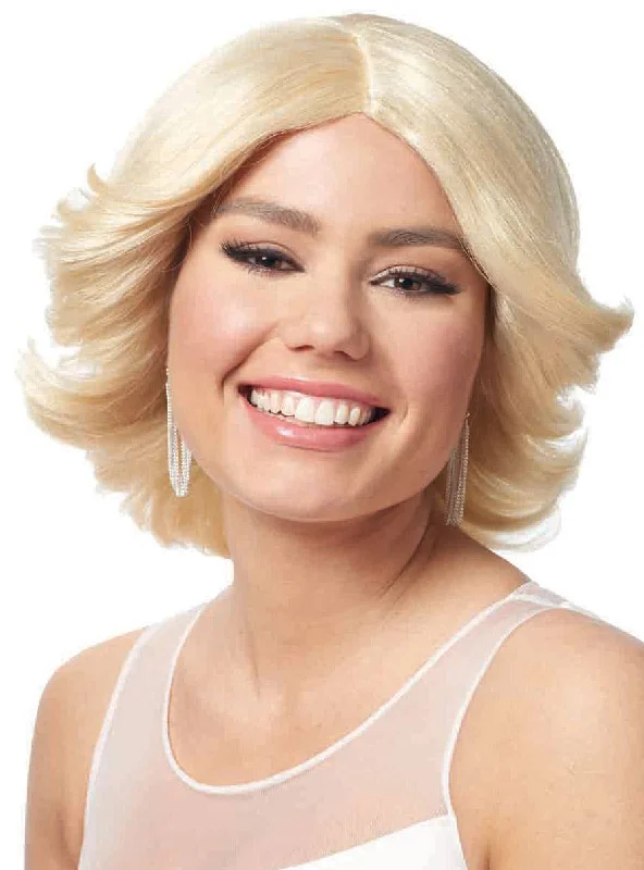 1980s Blonde Feathered Womens Costume Wig