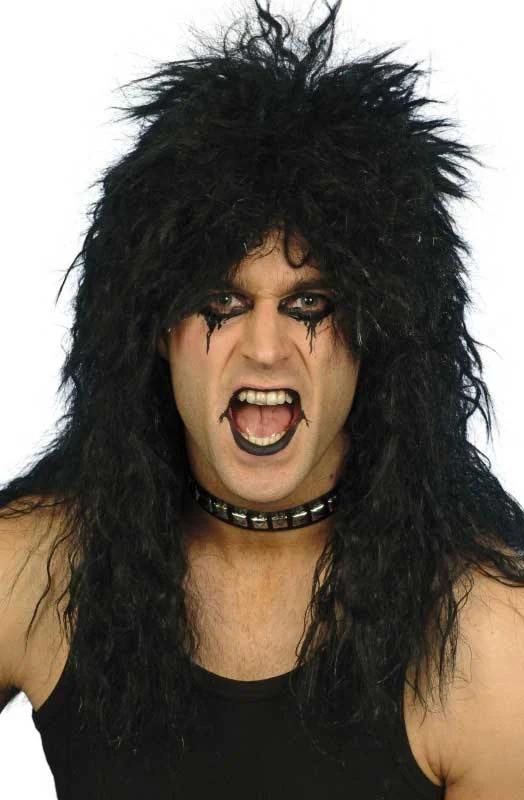 1980s Hard Rocker Black Costume Wig