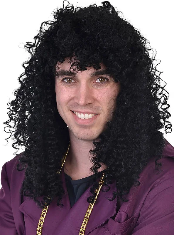 1980s Mens Rick James Black Curly Costume Wig