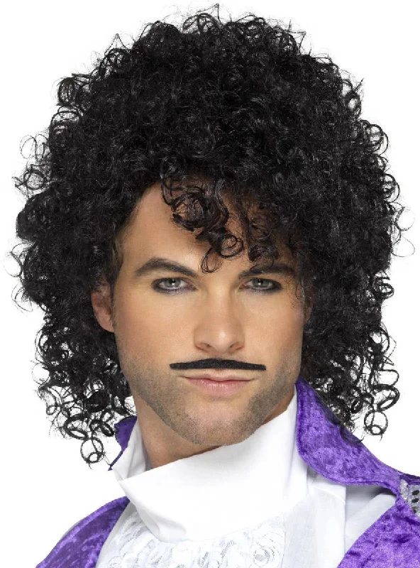 1980s Purple Musician Mens Prince Costume Wig