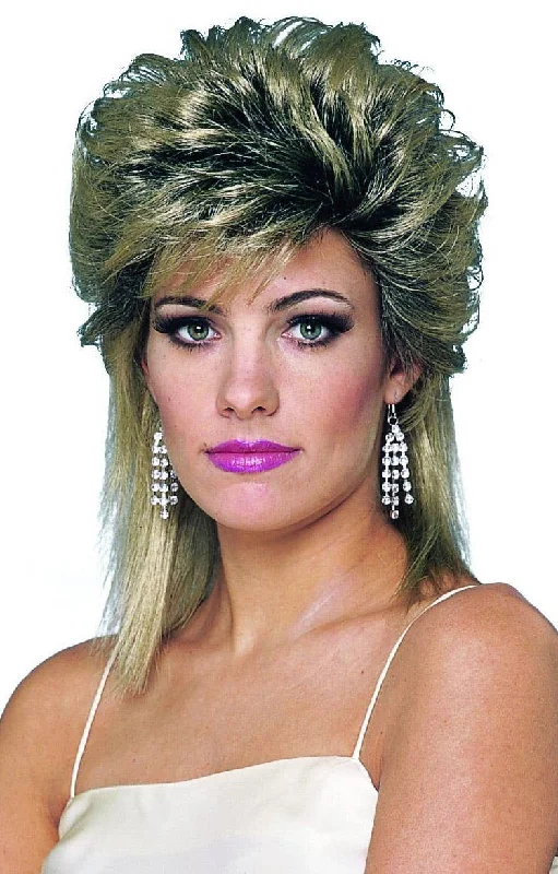 1980s Soap Star Womens Blonde Mullet Wig