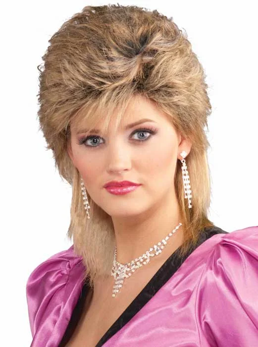 1980s Womens Blonde Mullet Wig