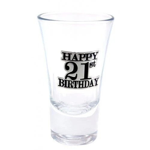 21st Birthday Black Badge Shot Glass