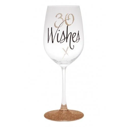 30th Birthday Wishes Rose Gold Wine Glass