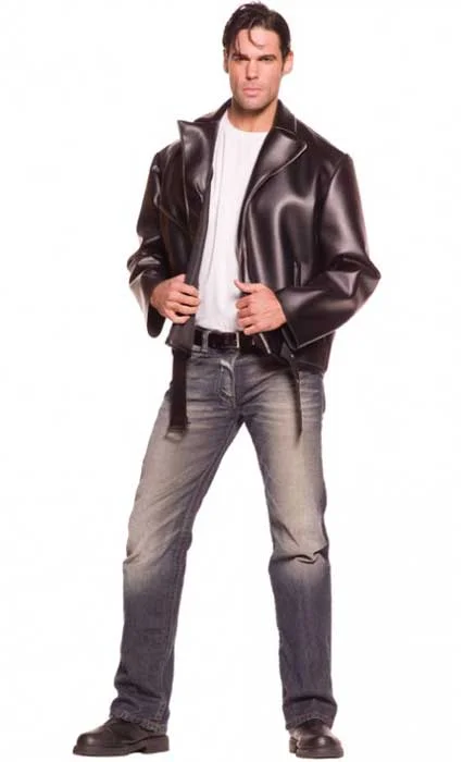 50s Greaser Mens Leather Look Costume Jacket