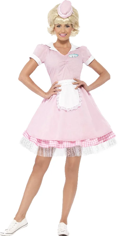 Ladies 50's Diner Girl 1950s Rock n Roll Grease Fancy Dress Costume