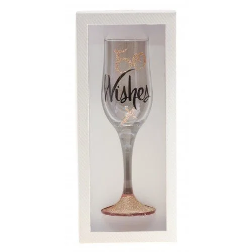 50th Birthday Wishes Rose Gold Champagne Glass