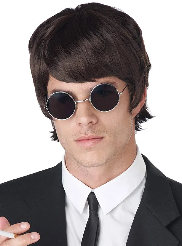 60s Mop Top Mens Dark Brown Beatles Costume Wig