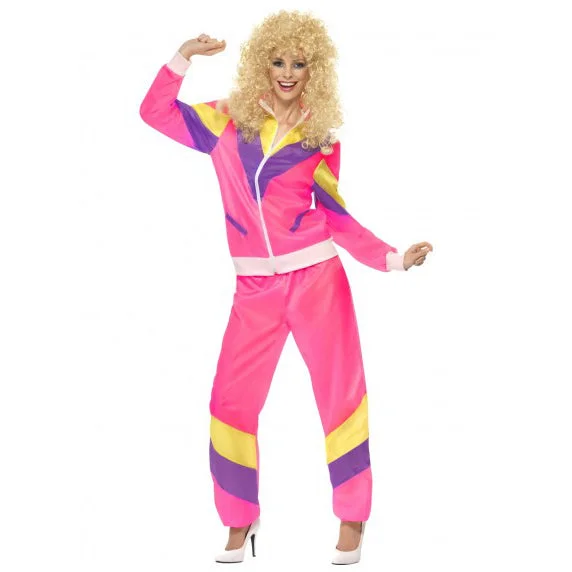 1980's Women's Shell Suit Costume - Pink