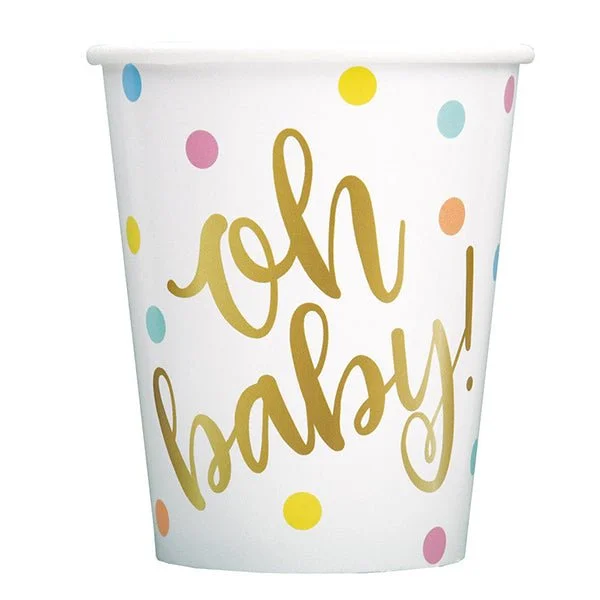 8pk Baby Shower Oh Baby Paper Cups