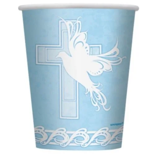 8pk Dove Cross Blue Paper Cups