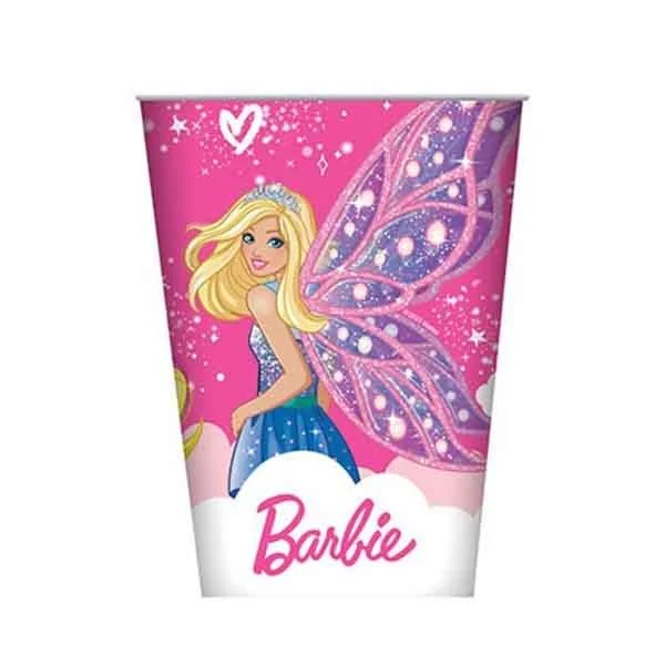 8pk Licensed Barbie Paper Cups 250ml