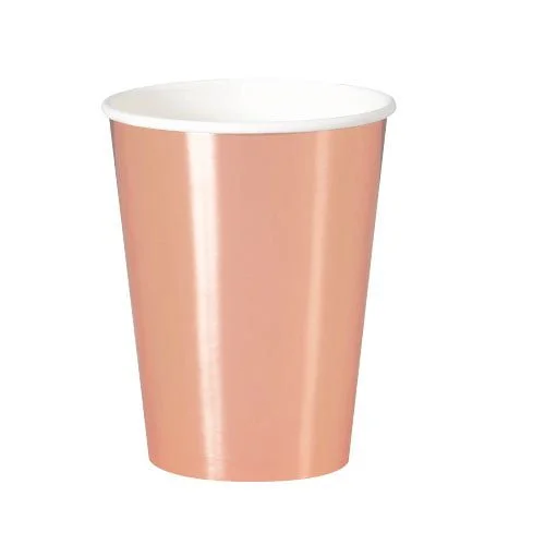 8pk Metallic Rose Gold Paper Cups