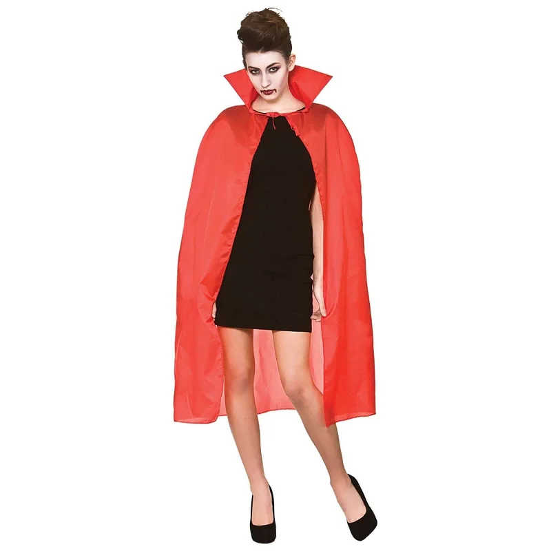 Adults Cape High Collar Black Vampire Witch Fancy Dress