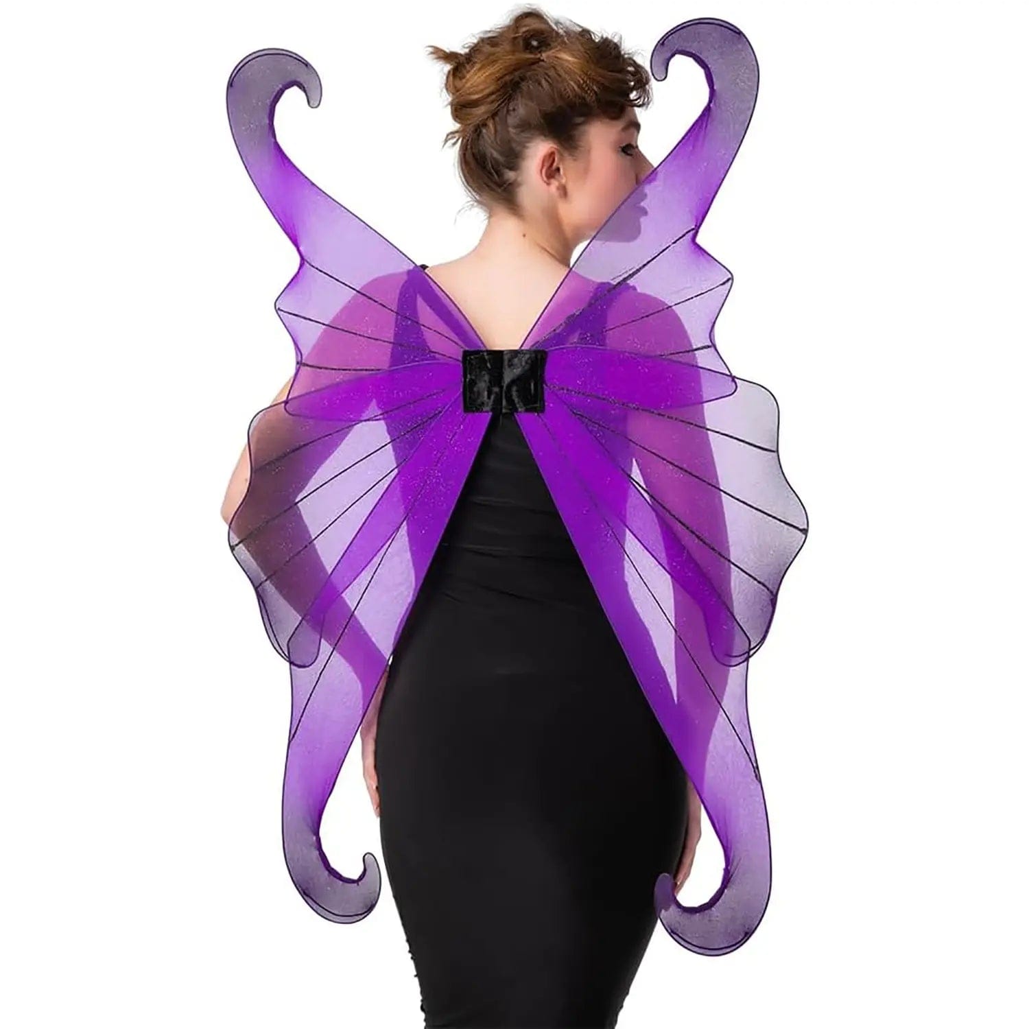 Adults Dark Fairy Wings Large Purple Ombre Silver Glitter 96cm