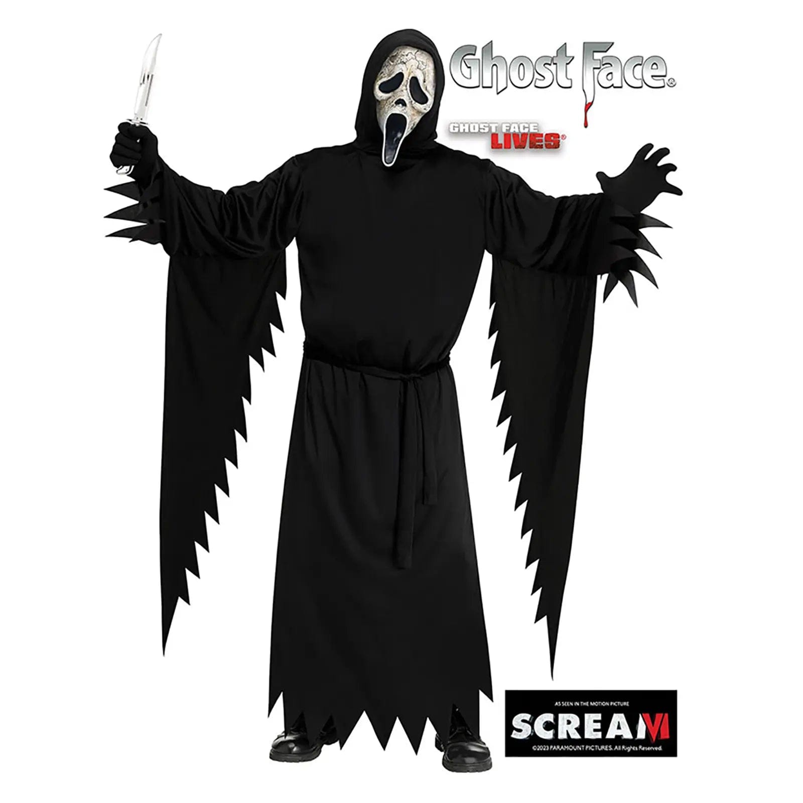 Adults Scream VI Costume Ghost Face Aged Mask Robe Fancy Dress