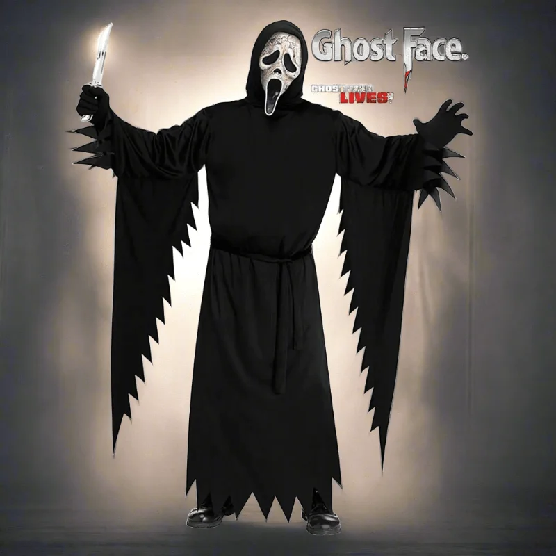 Adults Scream VI Costume Ghost Face Aged Mask Robe Fancy Dress