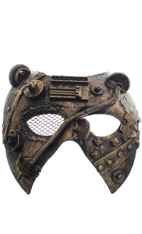 Antique Gold Mesh Eye Mens Masquerade Mask