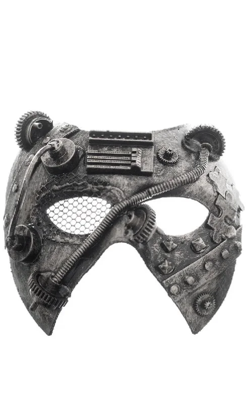 Antique Silver Mesh Eye Mens Masquerade Mask