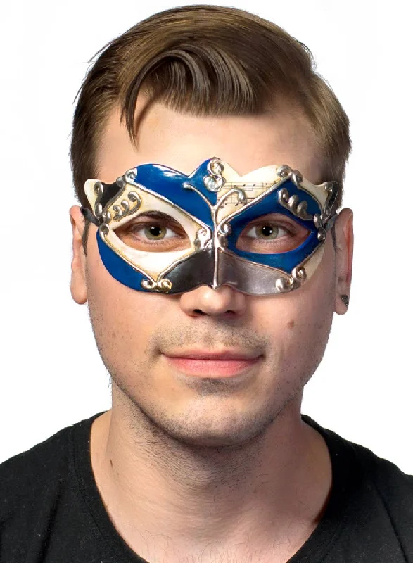 Antiqued Blue Music Venetian Masquerade Mask