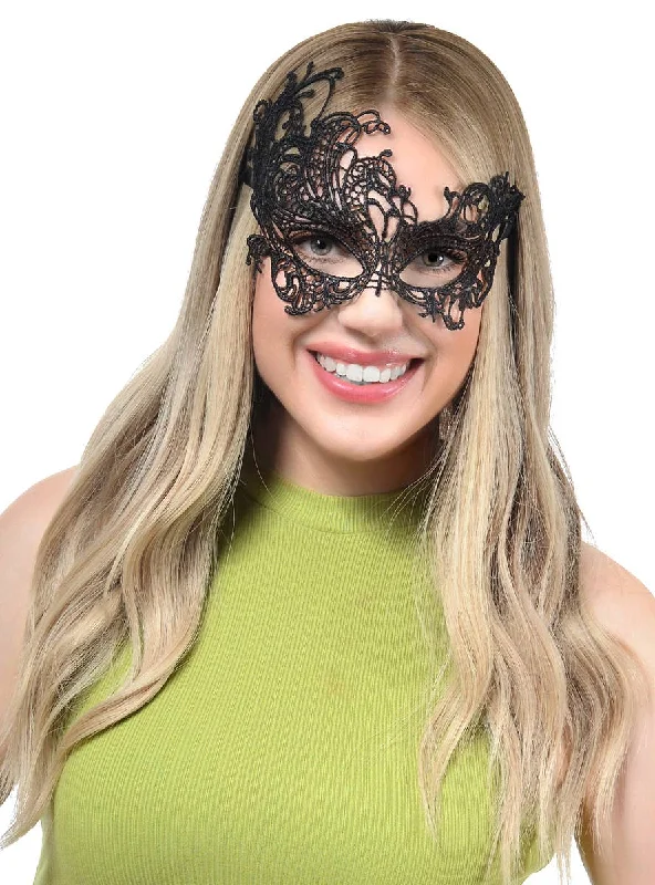 Asymmetrical Black Lace Masquerade Mask