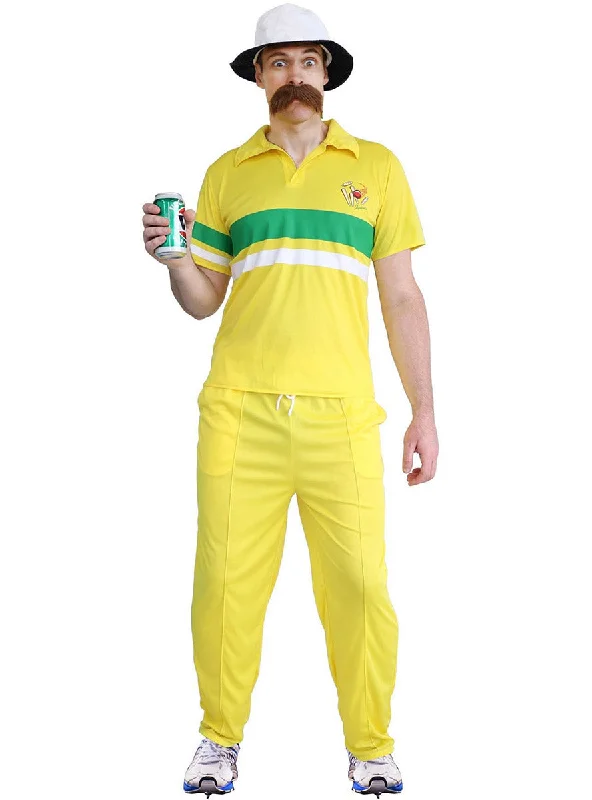 Aussie Yellow Cricketer Mens 1980s Sports Costume