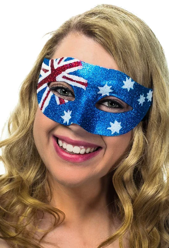 Australian Flag Glitter Masquerade Mask