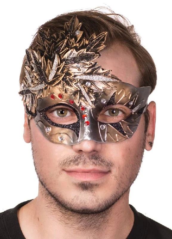 Autumn Leaf Bronze and Black Venetian Masquerade Mask