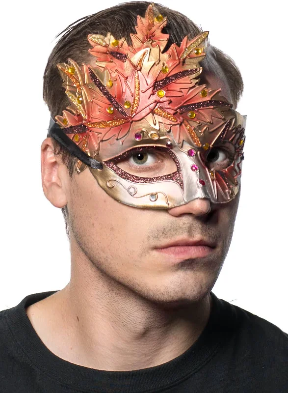 Autumn Leaf Terracotta Venetian Masquerade Mask