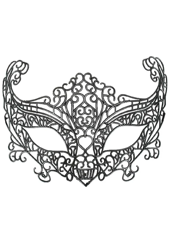 Ava Lace Cut Out Charcoal Plastic Masquerade Mask