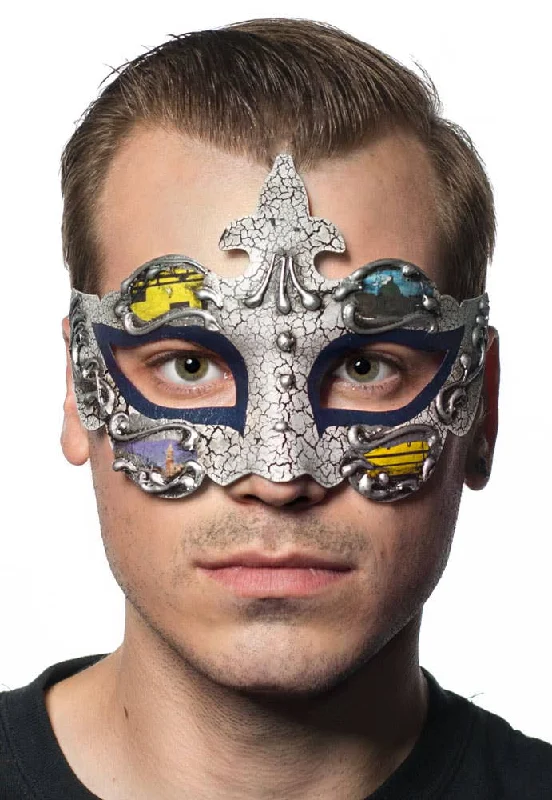 Baroque Mens Blue Masquerade Mask