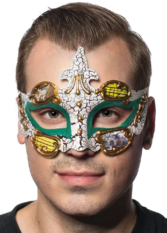 Baroque Mens Green Masquerade Mask