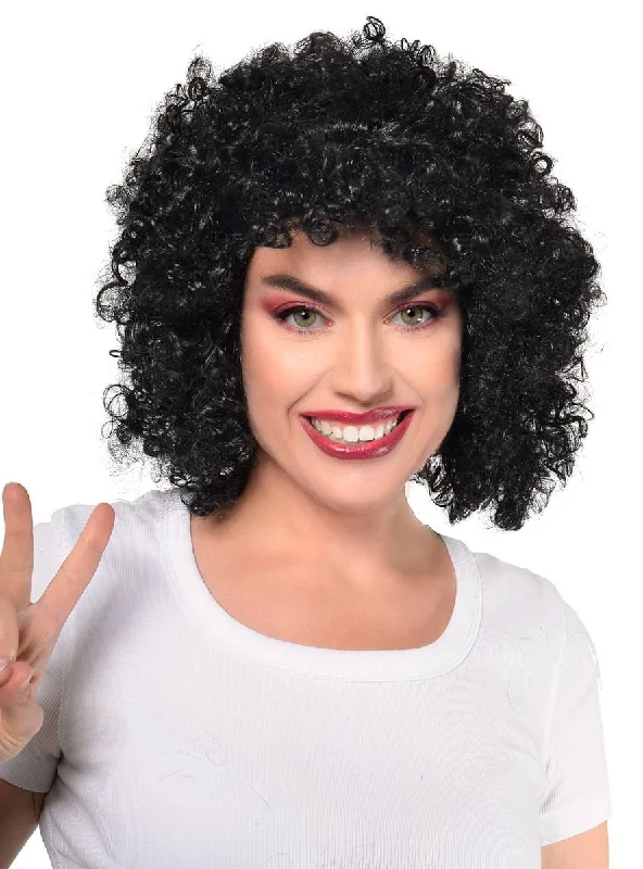 1970s Hippie Curly Black Afro Adults Costume Wig