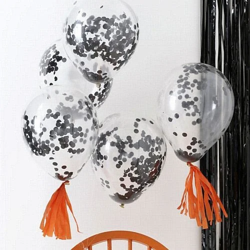 Black Confetti Balloons - 12