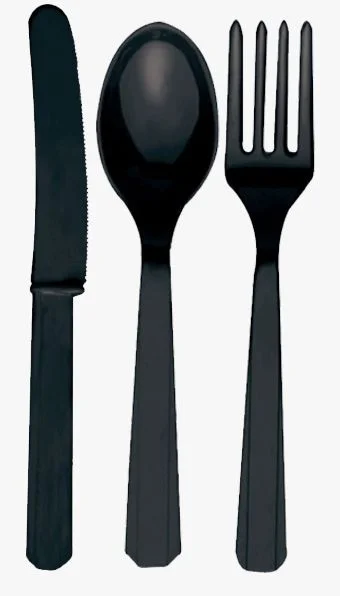 Black Reusable Cutlery - Pack of 18