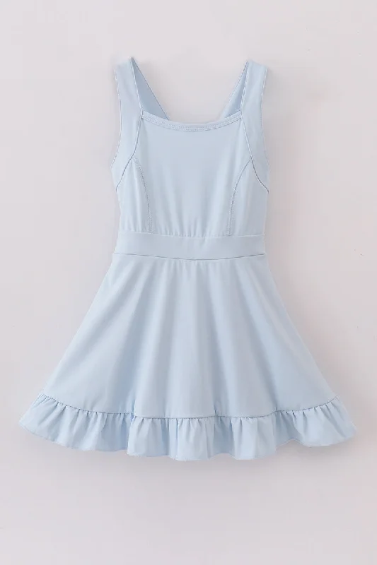 Blue active sporty ruffle tennis dress