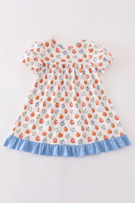 Blue pumpkin ruffle dress