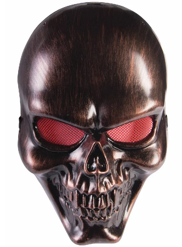 Bronze Skull Face Halloween Costume Mask with Red Eyes