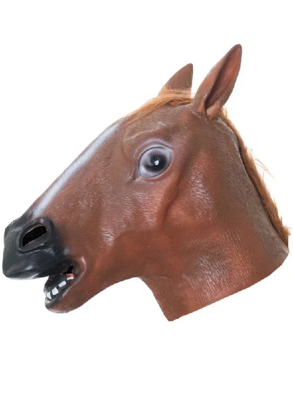 Brown Horse Head Mask Novelty Adult Costume Accessory