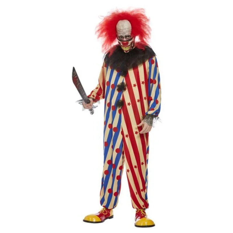 Creepy Clown Costume, Red & Blue, All In One