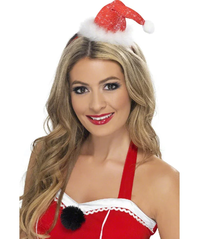 Deluxe Mini Santa Hat on Headband