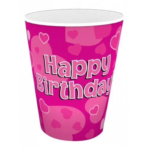 8pk Hapyy Birthday Paper Cups - Pink