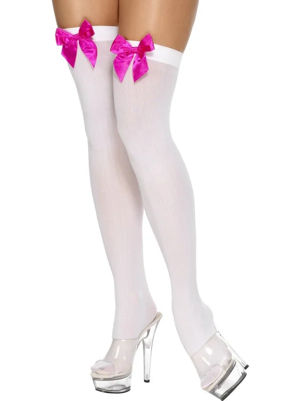 Fuschia Bow White Stockings